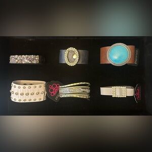 Black, Brown and Silver Rhinestone Bracelets Set